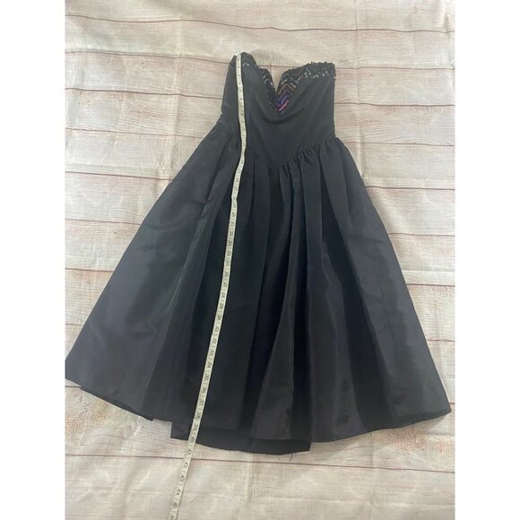 Vintage Jessica McClintock Gunne Sax Black Embellished Cocktail Dress - 7/8 - Picture 4 of 12